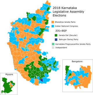 <span class="mw-page-title-main">2018 Karnataka Legislative Assembly election</span> Indian state election