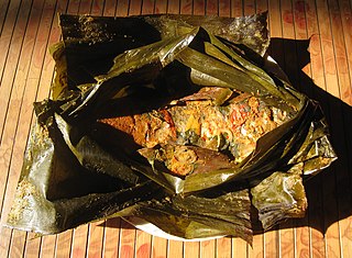 <i>Pepes</i> Indonesian traditional banana leaf dish