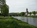 River Tweed looking upstream and towards the town (2018).