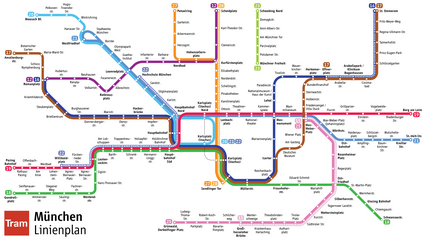 Schemaplan der Straßenbahn München