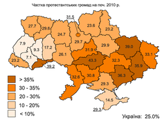 Протестантські (баптисти, п'ятидесятники, харизмати, адвентисти та ін.)