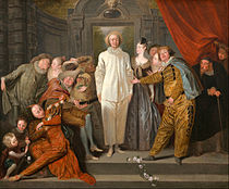 尙-安托萬·華鐸的《義大利喜劇演員們》（The Italian Comedians），63.8 × 76.2cm，約作於1720年，來自山繆·亨利·卡瑞斯的收藏。[47]