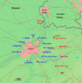 Map of fortresses around Liege in Belgium