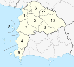 チョンブリー県の行政区分地図