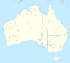 Mapa konturowa Australii, po prawej znajduje się punkt z opisem „Bouldercombe”