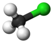 Ball and stick model of chloromethane