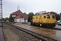 Moderner Turmtriebwagen der Firma Balfour Beatty am Bahnhof von Denzlingen