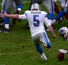 Prater with the Lions in 2014 Matt Prater Lions.jpg