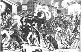 An anti-Irish Catholic nativist riot in Southwark, July 7, 1844