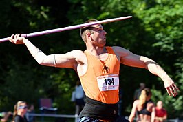 Thomas van Ophem in actie bij de Gouden Spike in Leiden, 17 juni 2017.