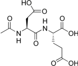 Stereo, skeletal formula of N-acetylaspartylglutamic acid