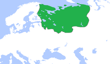 The Grand Duchy of Moscow (green), c. 1500.