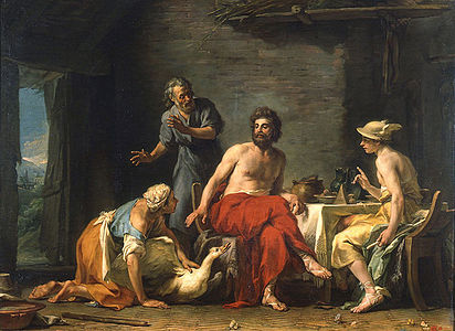 Jean-Bernard Restout, Philémon et Baucis donnant l'hospitalité à Jupiter et Mercure, 1769.