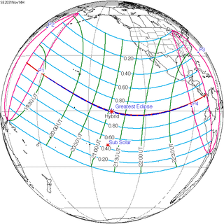 <span class="mw-page-title-main">Solar eclipse of November 14, 2031</span> Total eclipse