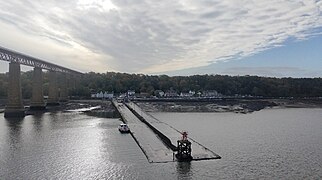 Hawes Pier, alongside the Forth Bridge. Southern terminus of cross-Firth ferry until 1964, now used for rescue service and pleasure craft.[17]