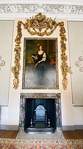 The Hon. Anne Howard, Lady Yonge (d.1775) by John Vanderbank (1737); overmantel by Grinling Gibbons