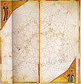 west Mediterranean map, sheet from Pietro Vesconte c. 1321 atlas (Bibliothèque municipale de Lyon)