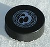 A standard hockey puck