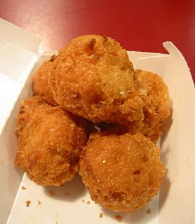 Hushpuppy Deep-fried savory food made from cornmeal batter