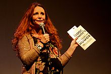 Porter talking at Bright Club London in November 2011 Lucy Porter Bright Club.jpg