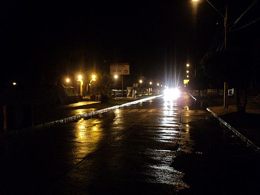 Heavy rains affected Pichilemu on Friday night. View of Agustín Ross Avenue is pictured. Image: Diego Grez.