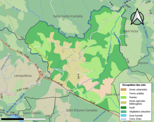 Carte en couleurs présentant l'occupation des sols.