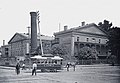 Maultier als Zugtier bei der Pferdestraßenbahn von New Orleans (USA) um 1890