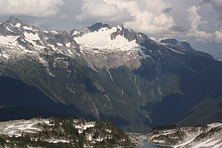 From west (Hidden Lake Peaks)