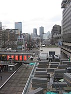 De Lijnbaan gezien vanuit het voormalig Meubelwarenhuis H.H. de Klerk aan de Binnenwegplein