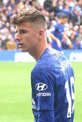 Mount in het shirt van Chelsea in 2019.