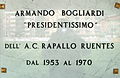 Targa in memoria del presidente Armando Bogliardi Tombstone in memory of the president Armando Bogliardi