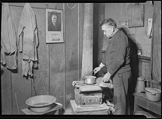 Unemployed miner in the abandoned Jere camp