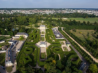 Aerial view of the Petit Trianon and its gardens