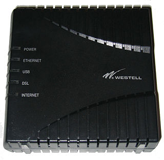 <span class="mw-page-title-main">DSL modem</span> Type of computer network modem; network equipment