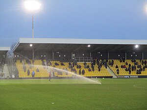 A socially distanced crowd in the East Stand in 2020