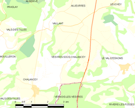 Mapa obce Vesvres-sous-Chalancey