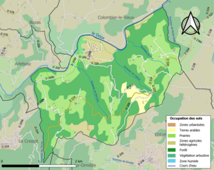 Carte en couleurs présentant l'occupation des sols.