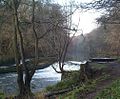 The old weir, just past the outbuilding/ old watermill. Looking west