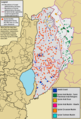 A demographic map of Quneintra Governorate (Golan Heights) overlaid with the location of the depopulated Syrian localities