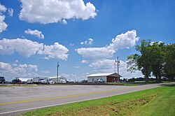 Town Hall (right) and other buildings in Powell