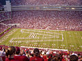 The Razorback Marching Band in formation at Razorback Stadium