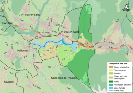 Carte en couleurs présentant l'occupation des sols.