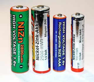 <span class="mw-page-title-main">Nickel–zinc battery</span> Type of rechargeable battery