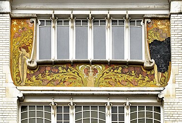 Art Nouveau sgraffito rinceaux on the Maison Beukman, Brussels, Belgium! by Albert Roosenboom, 1900