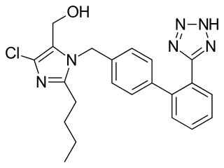 <span class="mw-page-title-main">Angiotensin II receptor blocker</span> Group of pharmaceuticals that modulate the renin–angiotensin system