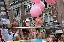 Mr Gay UK contestants at the Manchester Gay Pride parade in 2006 MrGayUK.jpg