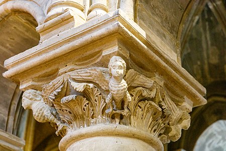 Column capital with sculpture of a harpy, half-woman and half-bird