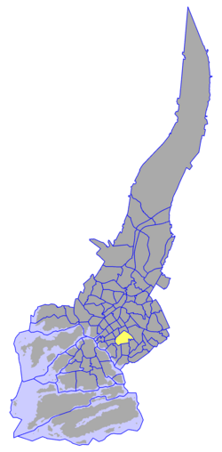 Kaupungin kartta, jossa Luolavuori korostettuna. Turun kaupunginosat