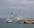 USS Mitscher at Portsmouth in October 2008 berthed with HMS Ark Royal and HMS Illustrious.