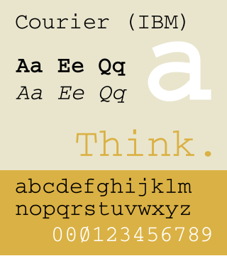 <span class="mw-page-title-main">Courier (typeface)</span> Monospaced slab serif font of IBM